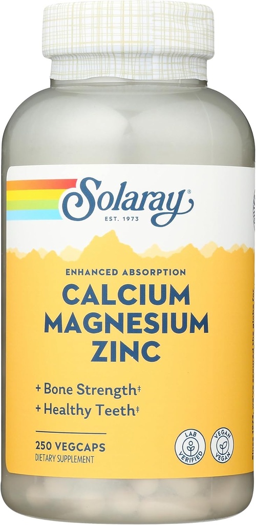 Solaray Calcium, Magnesium, Zinc Capsules, 250 Count