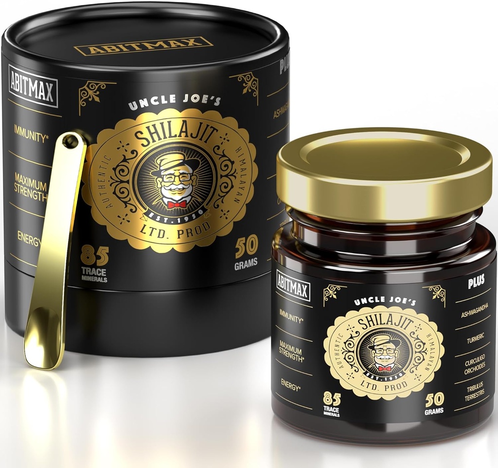 50G Pure Organic Himalayan Shilajit Resin, 800 mg High potency, Golden Class A, 85 + Trace Minerals & Fulvic Acid, Natural Energy & Immune Booster