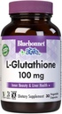 Bluebonnet Nutrition L- Glutatione 100mg, Free- Form Amino Acid, for Free Radikal Protection, Soy- Free, Gluten- free, Non-GMO, Kosher Certified, Vegan, 30 Daržovių kapsulės, 30 Paslaugos
