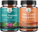 Bundle of Liver Support NAC Supplement with Milk Thistle Extract, N Acetyl Cysteine and Artichoke, and Herbal Thyroid Support Complex - Potent Kelp Iodine for Hormone Balance - Mood & Energy