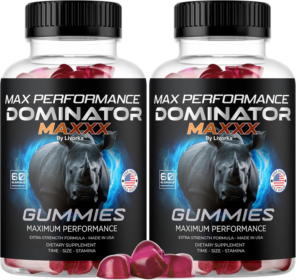 (2 pakuotė) Dominatorius Maxx Gummies vyrams - Dominatorius Maxxx Natural Daily Nutrition Support Premium Advanced Formulės Multivitamino piliulės bendrai sveikatai ir gerovei, 120 Gummies 2 mėnesiams