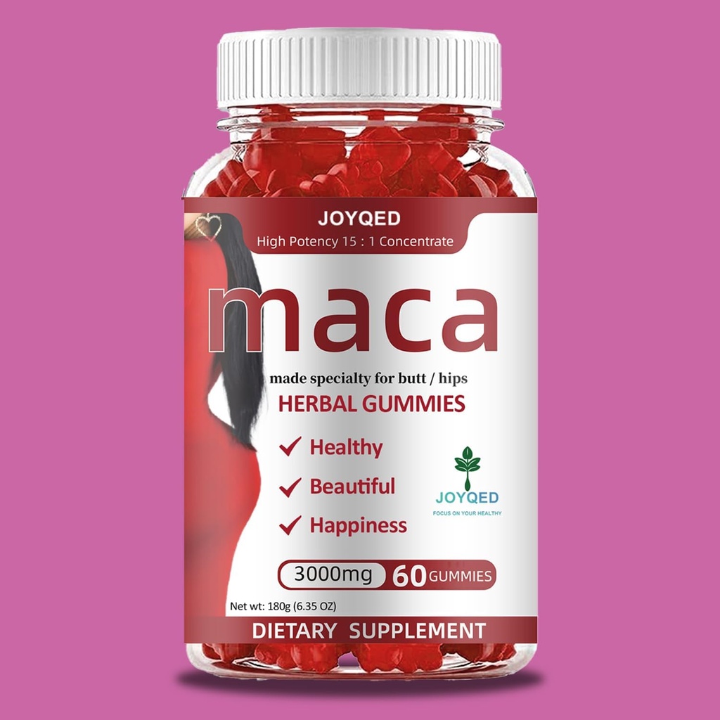 1 Butelis Maca Root Gummies 3000mg moterims su juoda Maca, Fenugreek, Magnis už natūralią energiją, Mood & Imuninė parama Hormonų balansas žolelių papildai - uogienių skonio, 60 Gummies, 30-diena Tarnavimas