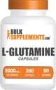 BulkSupplemen.com L- glutamino kapsulės - Glutamino papildas, aminorūgščių papildas - Gluten Free, 6 kapsulės per serving (5000mg), 360 skaičius (1 rinkinys)