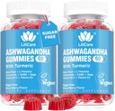 Ashwagandha Gummies 2000mg moterims vyrams - Cukrus nemokamai, Veganas - Ekologiškas Ashwagandha šaknų ekstraktas papildai Gummy & Vitaminas D3, B12 ir turmerija, skatinti atsipalaidavimą, Mišrus uogų skonio, 120 Count