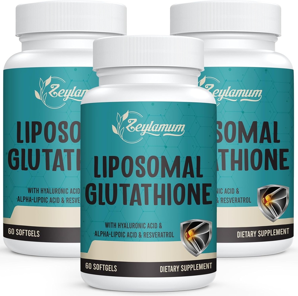 2400 MG Liposominis Glutatione Softgels, Max Absorbcija, Aktyvi forma L- Glutatione Reduced (GSH), su hialurono rūgštimi, Resveratrol, Master Antioksidantai Detox, Smegenų, imuninę sistemą, 180 Softgels