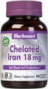 Bluebonnet Nutrition Chelated Iron 18 mg - non- constipating Iron - Laisvasis, Glutenas - Nemokamas, Ne GMO, Kosher Sertifikuotas, Maistinė nemokamai, Vegan - 90 Daržovių kapsulės, 90 Paslaugos