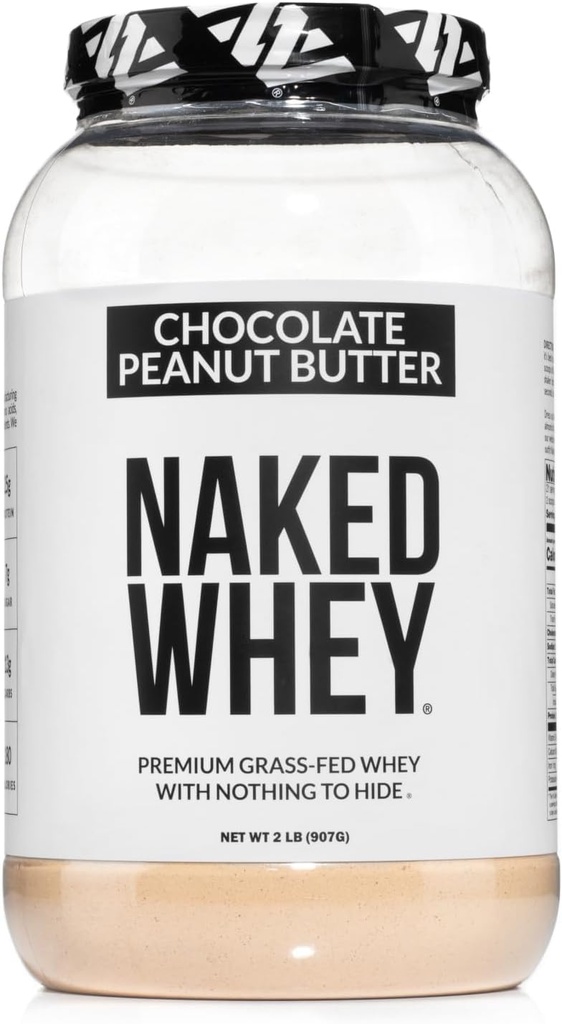 NAKED Whey Chocolate Peanut Butter Protein Powder, Grass Fed Whey, No GMO, No Soy, and Gluten Free. Nothing Artificial, Aid Growth and Recovery - 21 Servings