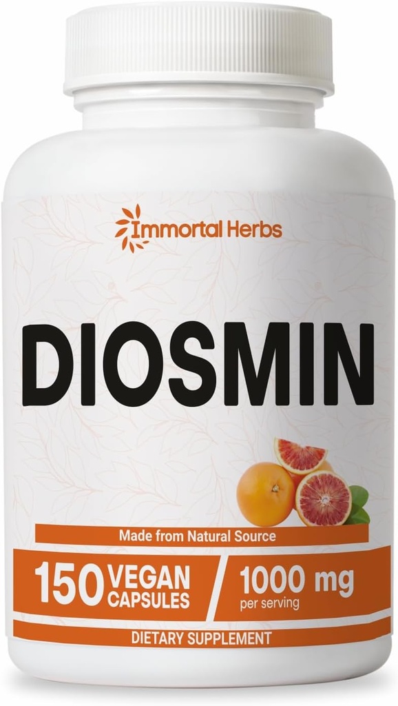 Pure Diosmin 1000mg Complex Formulės, 150 Capsules, Citrus Bioflavonoides Rich Fruit Extract, 100% Vegetarian, Non- GMO & gluten Free Diosmin Addition