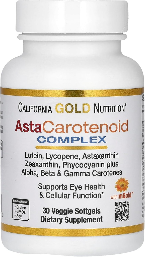 California Gold Nutrition Astaxanthin Carotenoid Complex, Lutein, likopene, Astaxanthin, 30 Veggie Softgels