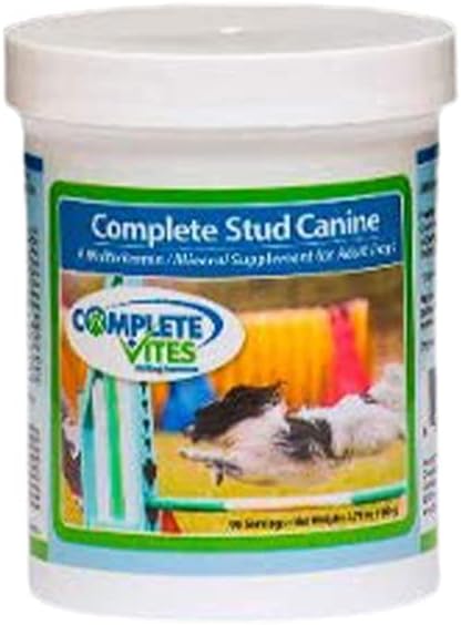 Pilnas Stud šuo - Vitaminas & Mineralų papildas veisimui Stud šunims - (< 20lbs) -48 maistingųjų medžiagų -Pagerinti Sperm / veisimo potencialą * * Omega riebalų rūgštys, Amino rūgštys, Digive fermentų + Daugiau 105 Grams