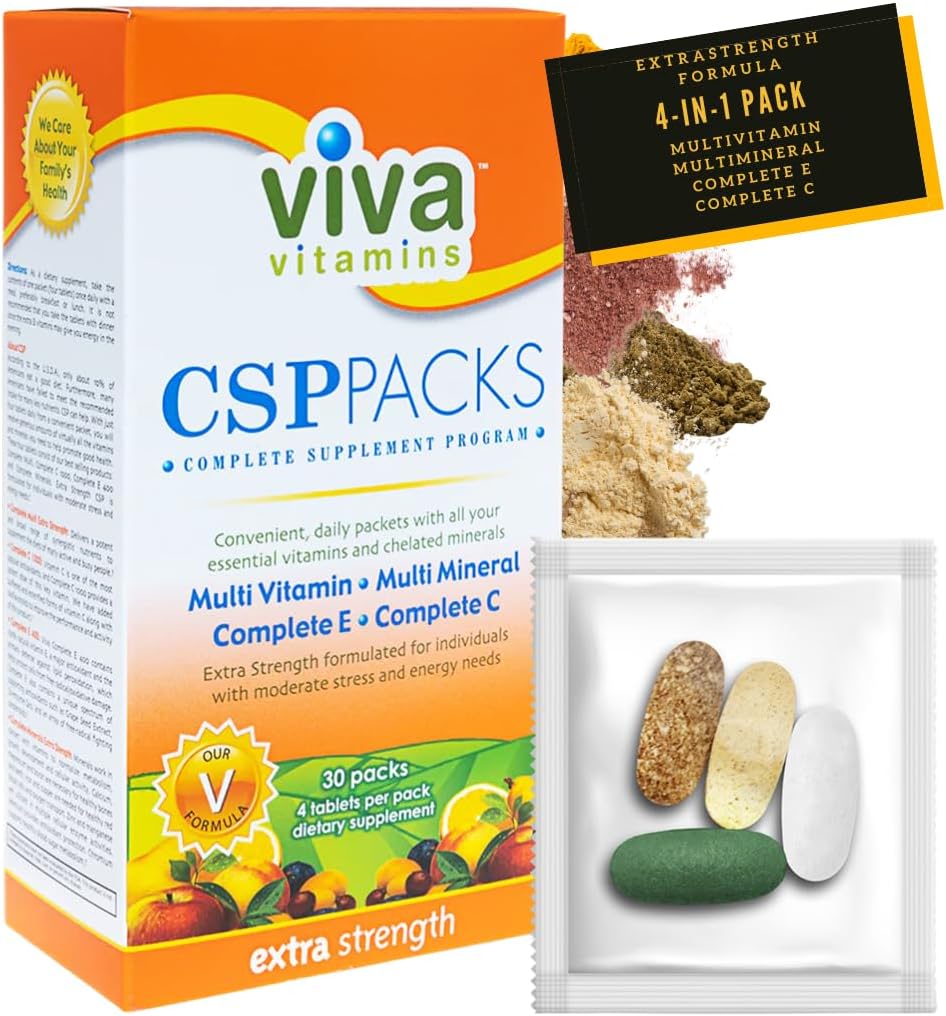 CSP pakuotės Papildoma stiprumas - Multivitaminas ir daug mineralų papildai Komplektinė E & C, Imunitetas Vitaminas papildai Menand moterims, Pilnas sveikatingumo formulė imuninės paramos, 30 Pakuotės