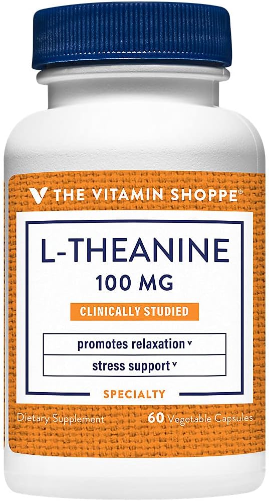 The Vitamin Shoppe L-Theanine 100MG, Clinically Studied Ingredient, Supports Relaxation & Stress (60 Capsules)