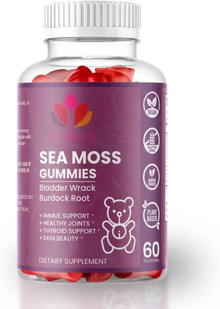 Organic Sea Moss Gummies with Bladderwrack & Burdock Root - Vegan Priedas General Wellness - 60 Skaičiavimas
