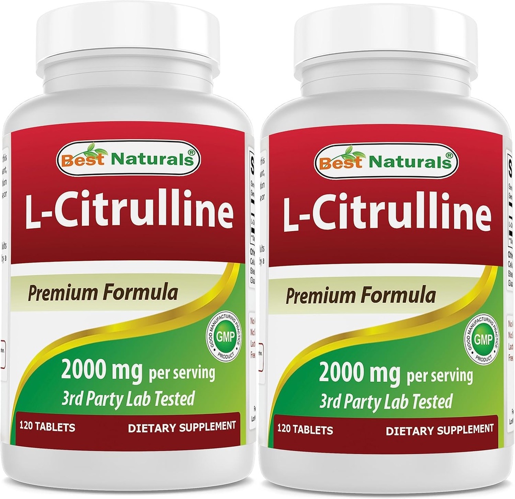Geriausi Naturals L- Citrulline 2000mg / Serving - Non- GMO - Gluten Free - 120 tablečių (120 tablečių (2 tablečių pakuotė))