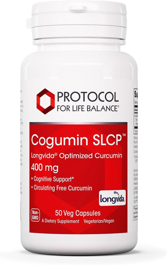 PROTOKOLAS DĖL LIFE BALANCE Cogumin SLCP 400mg Curcumin - Neurologinė parama - su Curcuma Longa ekstraktas - Pažintinės paramos priedas - Vegan- Friendly & Non- GMO - 50 Veg Capsules