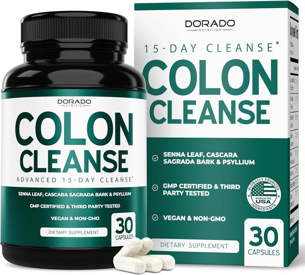 Colon Cleanse & Detox 15 Dienos Gut Cleanse (30 Count) Žarnyno Cleanse Pills & Probiotinis Švelnus Laxative & Bowel Relief Stomach Bloating - Trečioji šalis Teed, Vegan, Non- GMO - Pagaminta JAV