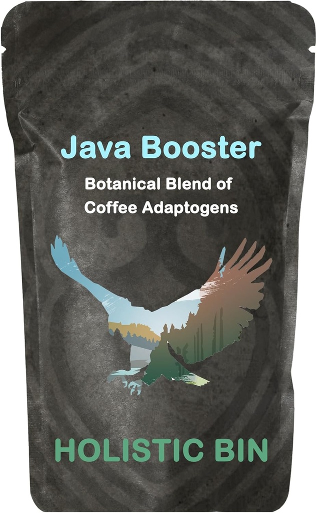 Holistic Bin Organic Grybų Coffee Java Booster - Mountain Eagle ® 124; Adaptogen Coffee Add in with Chaga Mushroom Pudrus, Shilajit Mills, & Cacao Nibs ® 124; Atminties ir dėmesio papildai suaugusiems
