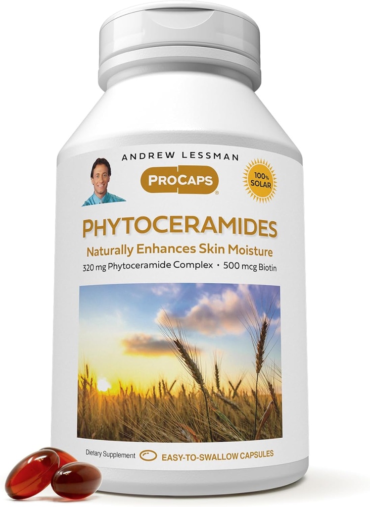 ANDREW LESSMAN Phytoceramides su Biotin 240 Softgels - Odos Vital Natūralus vidinis drėkiklis. Natūraliai pagerina minkštas, glotnus, spinduliuojantis odos. Nėra priedų. Mažos, lengvai nuryjamos kvapiosios medžiagos