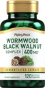 Piping Rock Wormwood Black Walnut Capsules 400mg SmithKline 124; 120 grafas ® 124; Žolinių ekstraktas kompleksas ® 124; Ne GMO, Gluten Free Addition
