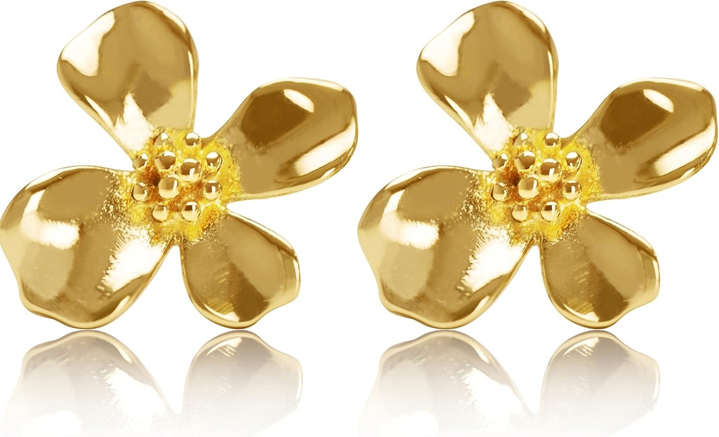 14K Auksinis Planuotas 925 Sterling Sidabro gėlė Lily Stud Auskarai