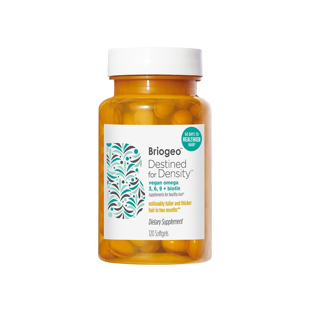 Briogeo Destined for Dansity Vegan Omega 3, 6, 9 + Biotinas papildai sveikiems plaukams, Palaiko Fuller, Sveikesni plaukai, Oda, ir nagų, Vegan, Cruelty- Free, 120 Softgels