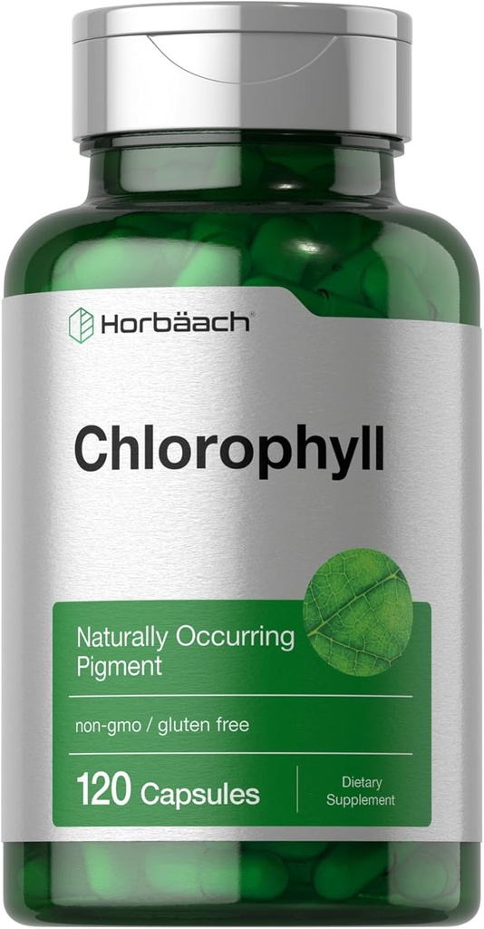Horbäach Chlorophyll Capsules | 120 Count | Non-GMO and Gluten Free Supplement | Naturally-Occurring Pigment