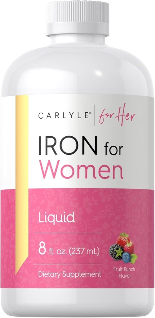 Carlyle Liquid Iron Addition for Women - 124; 8 fl oz Drops - 124; Fruit Punch Schior - 124; Vegetarian, Non- GMO, Gluten - nemokamai