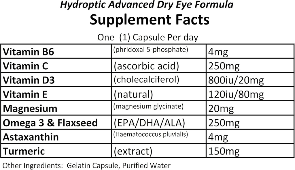 Hydroptic Advanced Dry Eye Formula (One-Per-Day) 180 Day Supply
