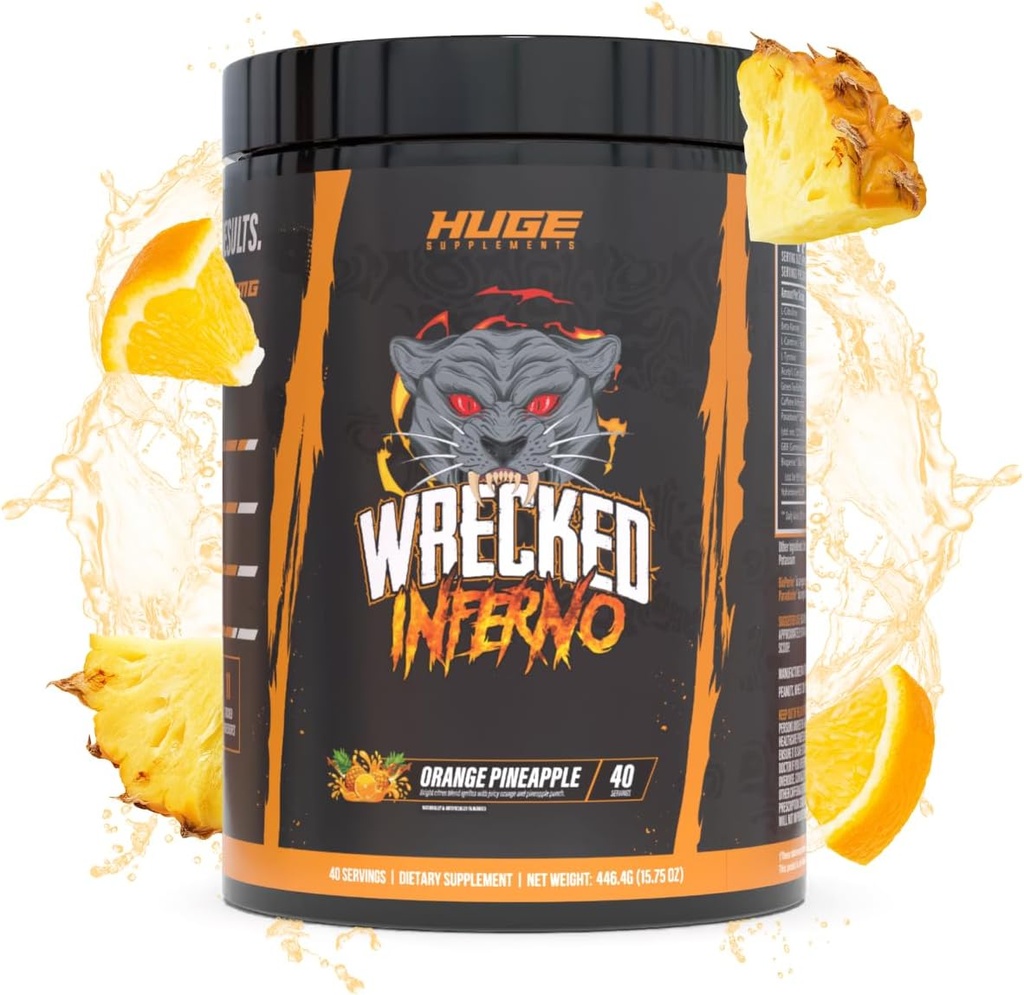 Wrecked Inferno - Thermogenic Pre Workout For Men & Women, Increase Energy, Boost Thermogenesis & Metabolism, Enhance Exercise Performance - Contains L-Citrulline, L-Carnitine, Beta-Alanine & More