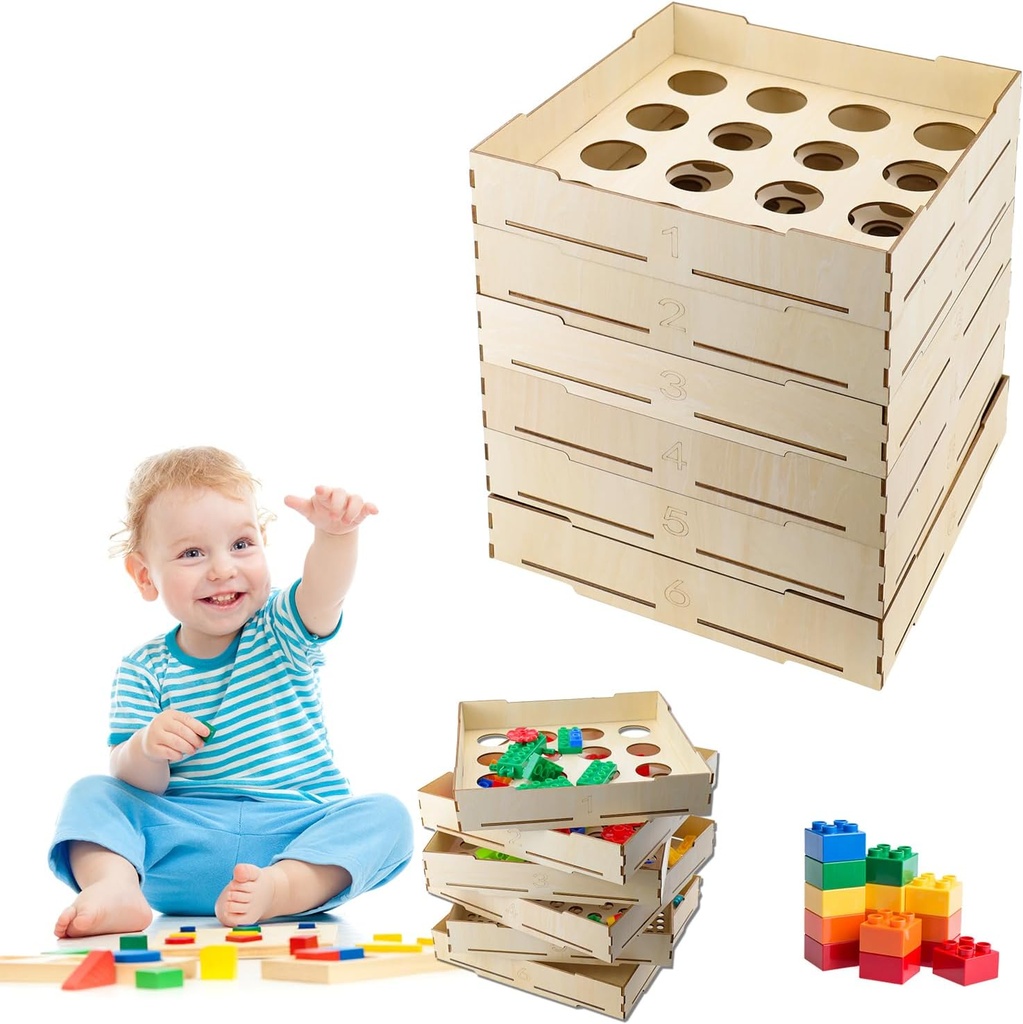 Abnaok 6 Padėklai Sorter Sifter Box Naudojamas Lego, 5 Įvairių dydžių Lego Blokai Rūšiavimo dėžės Saugojimo Sorter Brick Lego Blokai, Dovanos LegoLover paaugliams ir suaugusiems