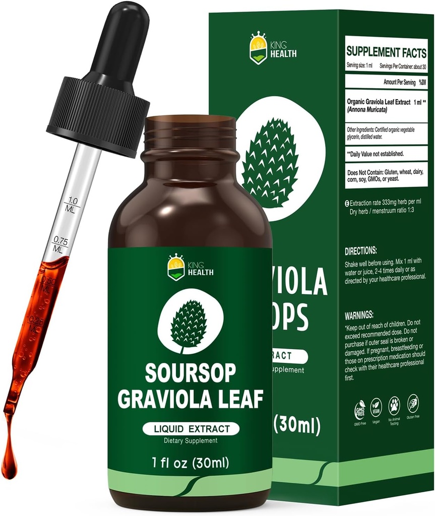 Organinės sop Gravilaa lapų ekstraktas Skysti lašai iš 124; Soursop Biters Skysti 124; High Absorption, Enhanced Bioaccessity Bendrijoje 124; Vegan, Non- GMO, Gluten Free 124; Immunal Support ® 124; 1 Fl Oz