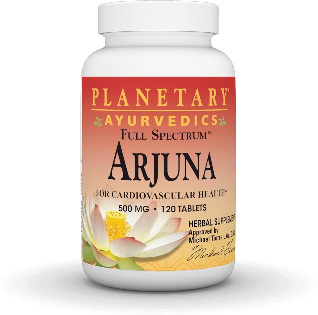 PLANETARY HERBALS Arjuna Full Spectrum Ayurvedic Nutritional Supplement, 550 Mg, 120 Count