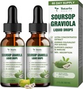 (2 pakuotės) Grynas Soursop Graviola Skystis Drop Support Digestive Skin Health, Miego & Antioksidantas - Guanabana Oil Organic Leaf Exact Soursop Bitters Liquid Drops, Natural Sfeor, Non- GMO, Vegan, 4 Fl Oz