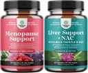 Menopauzės papildas moterims su Dong Quai, Vitex Chaste Berry & Black Cohosh ir kepenų paramos NAC priedas su pieno Thistle, Artichoke, Choline & Beetroot Detox & Remontas