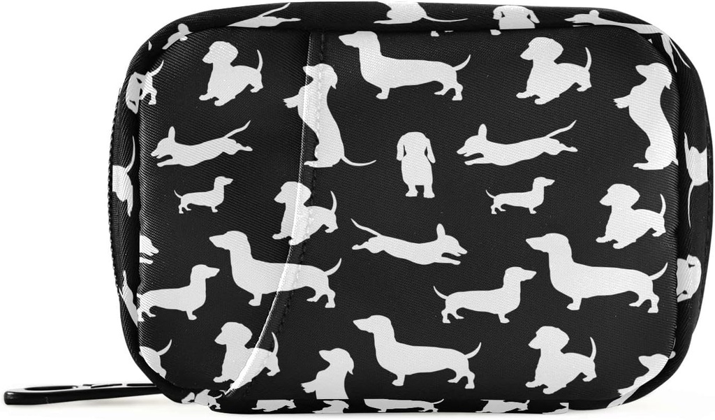 Ollabaky Black Dachshund Šunys pilys Organizatorius 7 Dienos pilys Case Travel Pil Organizatorius Krepšys Dėžutė Nešiojama Savaitė su Zipper Compact dydis Vitaminas papildas turėtojas