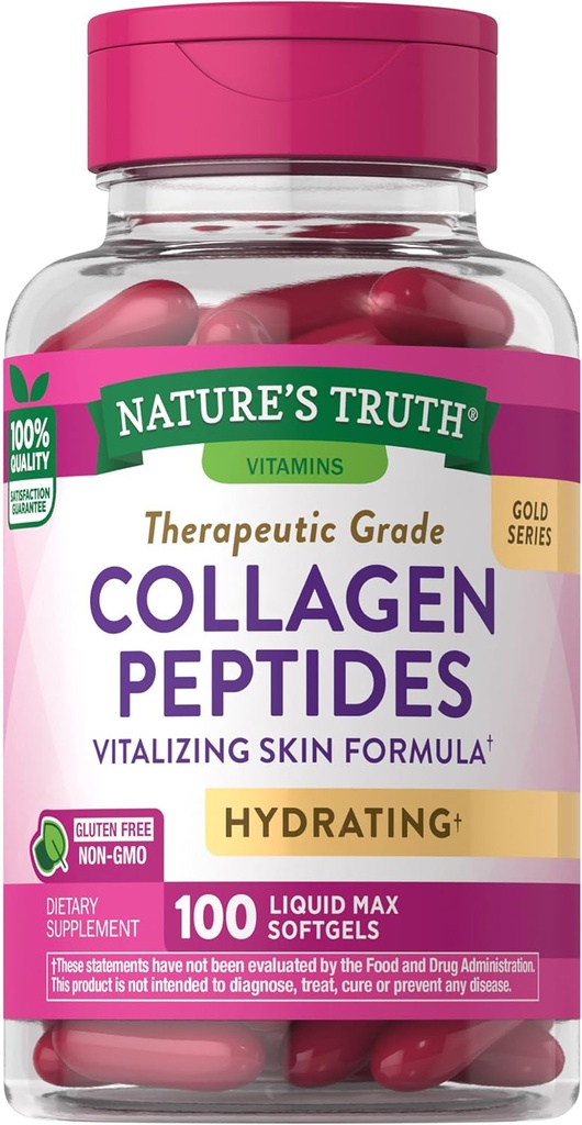 Nature's Truth Collagen Beauty Supplement | 100 Liquid Max Softgels | Non-GMO & Gluten Free Pills | Hydrating Formula