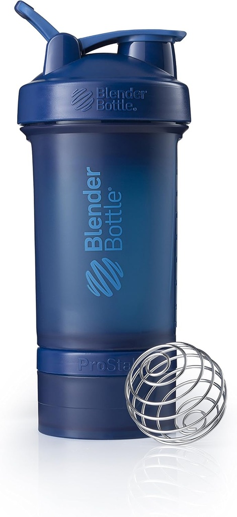 BlenderButelis Shaker Butelis su butelių organizatorius ir saugojimo baltymų miltelių ProStak sistema, 22-Ounce, laivyno