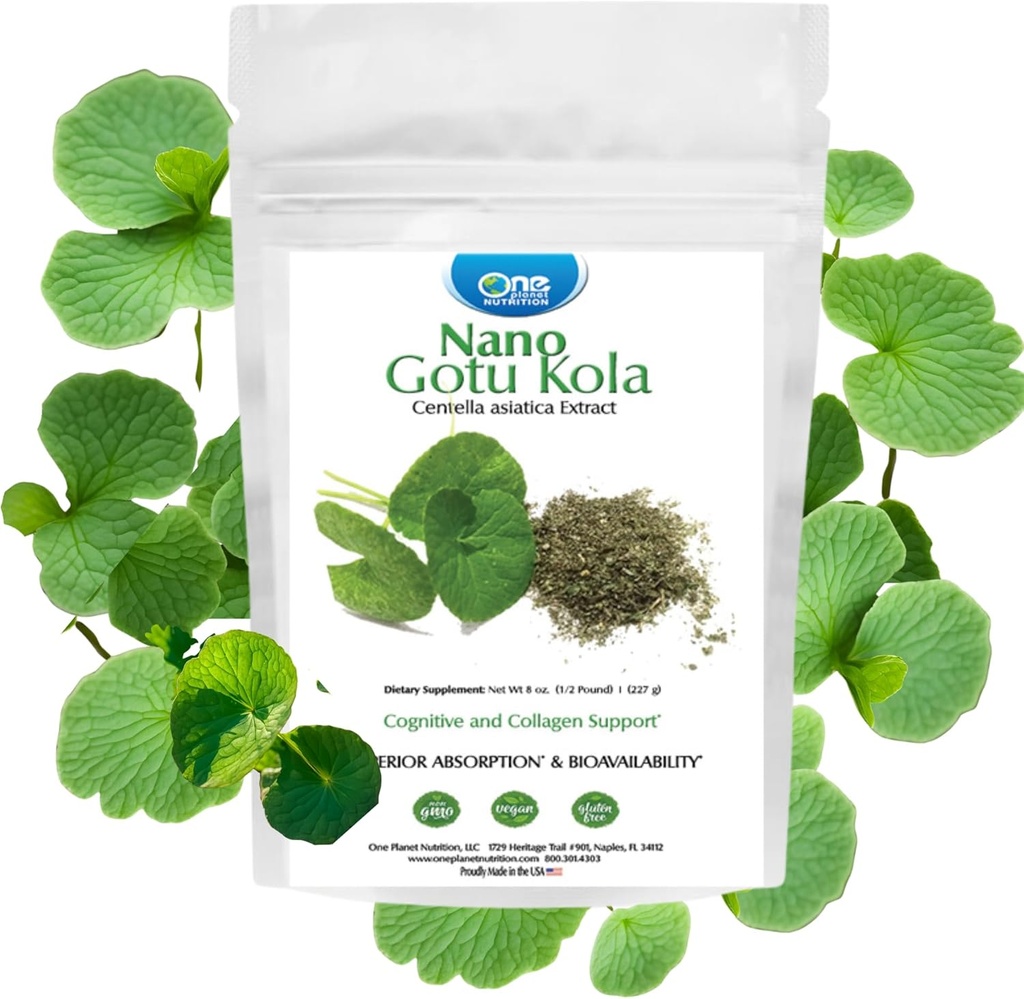 Vienas Planet Nutrition Nano Gotu Kola Mill 8 oz (227 Servings), Gotu Kola ekstraktas, Nano for Enhanced Absorption, Enhances Smegenų funkcijos & kolageno sintezė, Non- GMO, Vegan, Gluten- Free