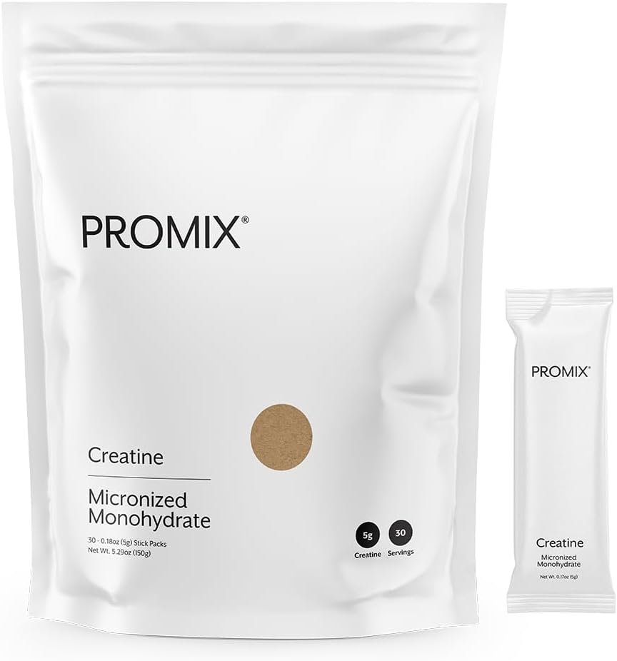 ProMix Nutrition Kreatino monohidratas Kelionių pakuotės, 5g iš mikronizuoto Švarus kreatinas vyrams ir moterims, Palaiko raumenų augimą ir atkūrimą, Veganas - 30 Paslaugos