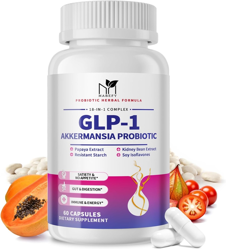 Akkermansia Probiotinis papildas moterims ir vyrams, Natūralūs Prebiotikai Digestic, Gut Health, Energy, General Health, Digestive Addition with Soy lsoflavones, Bromelainas, 60 Capsules