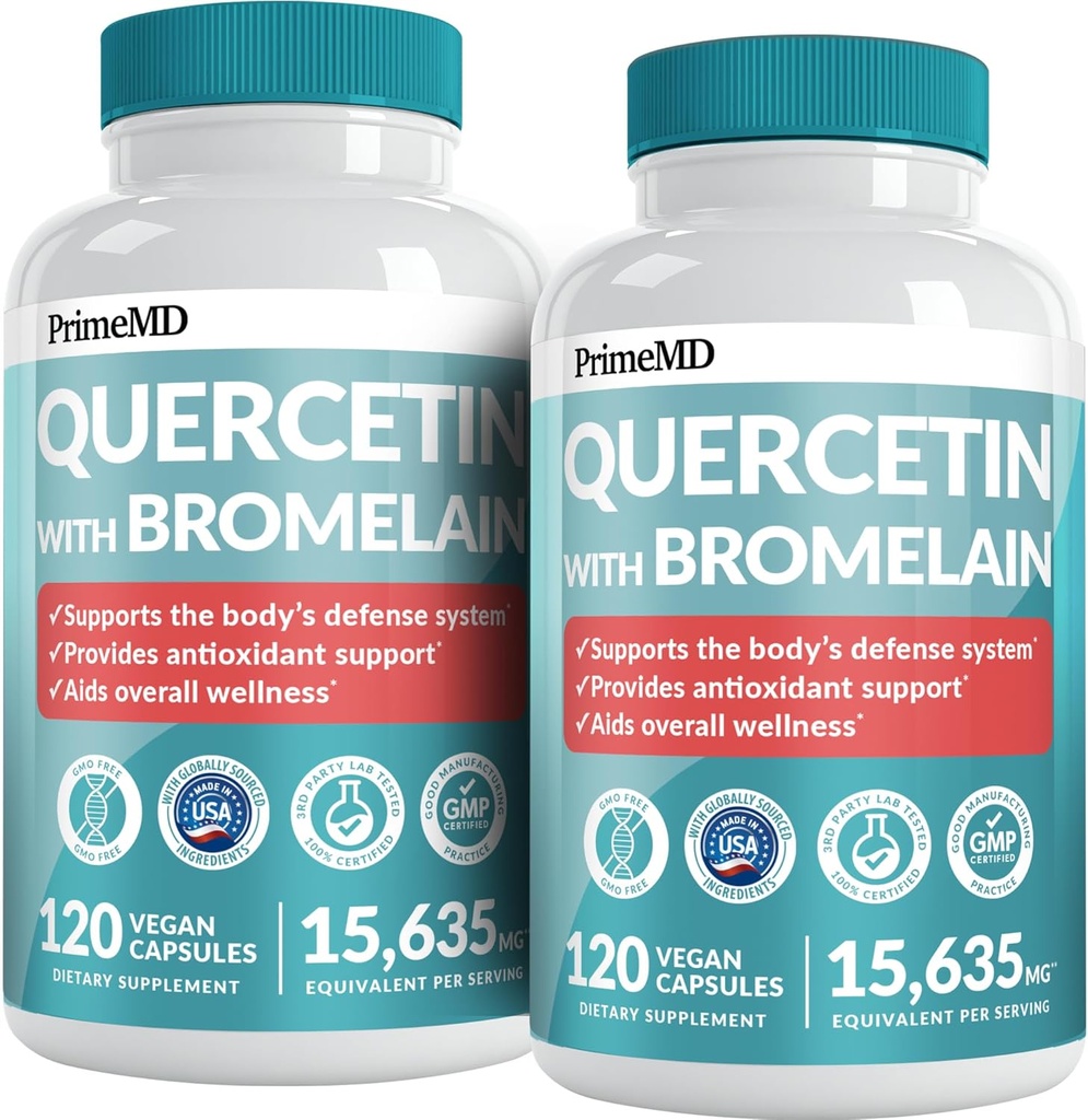 28-in-1 Quercetin su Bromelaino papildu - Quercetin 500mg kapsulės kasdieninei imuninei gynybai - Quercetin su vitaminu C ir Cinkas suaugusiems praturtintas vitaminu D (120 ct, pakuotė 2)