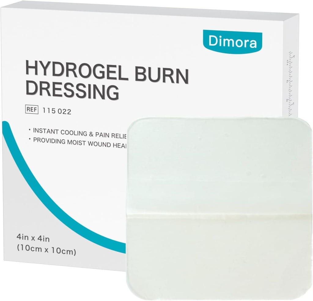Dimora Hydrogel Burn Dressing 4 "x 4" - Degimas ir Žaizdos Dressing Instant Cooling Relief smulkaus įdegio & Žaizdų, Raminantis Moist Burn Pads 1-2 laipsnio įdegis, Gabalai, Abrazyvai (10 Skaičiavimas)