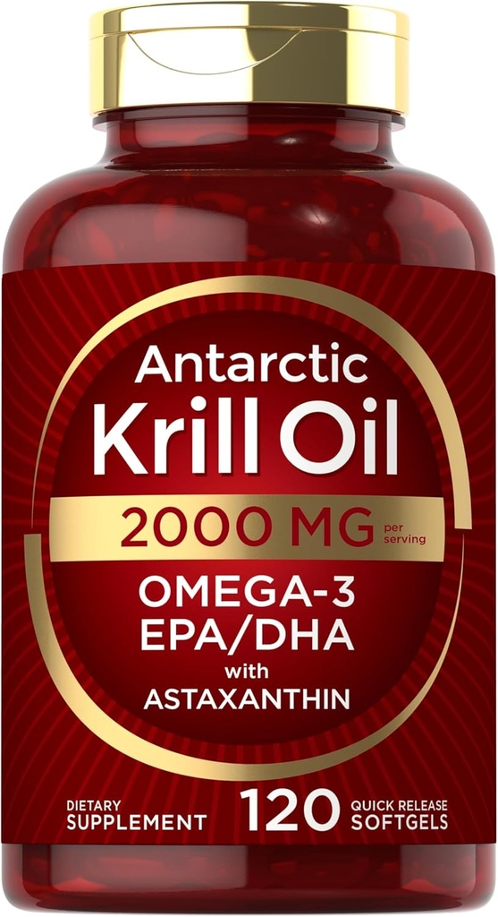 Carlyle Antarkties krilių aliejus 2000 mg 120 Softgels ® 124; Omega-3 EPA, DHA, su Astaxanthin Addition Sourced from Red Krill ® 124; Maksimalus stiprumas ® 124; Išbandyta laboratorija