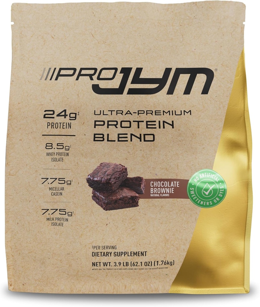 Pro JYM Natural Chocolate Brownie Protein Powder Blend - Whey Protein Isolate, Casein, & Milk Protein Isolate, for Men & Women Recovery Shakes | JYM Supplement Science | 45 Servings