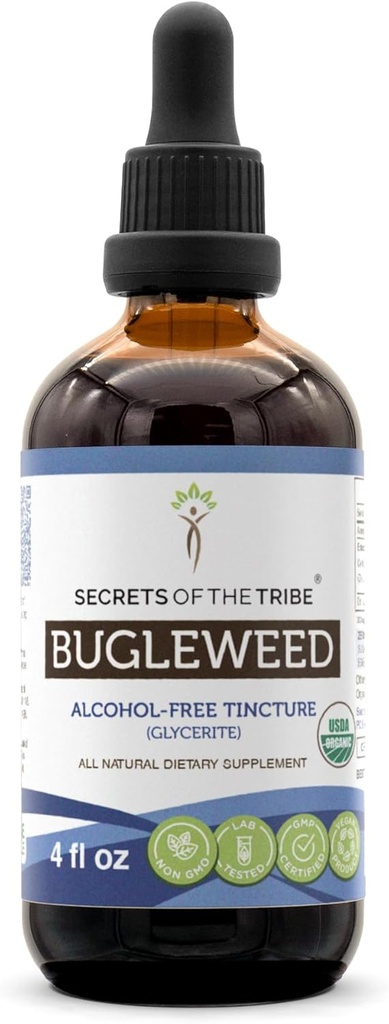 Bugleweed USDA Organic, 124; Alkoholio ekstraktas, Aukšto stiprumo žoliniai lašai, kvėpavimo sistema, 124; Pagaminta iš 100% sertifikuotų ekologiškų bubleweed (Ze Lan, Lycopus Virginicus) Džiovintų žolelių 4 oz