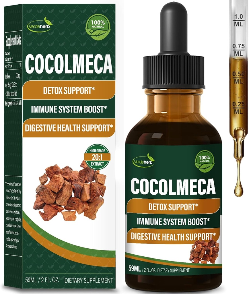 Cocolmeca Bark Liquid Drops, Nature Worbal Extract Addition for Body Detox Cleanse Support, Immune System Boost & Digistive Health. Gotas de Cocolmeca 2oz