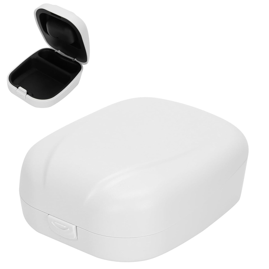 Behind‑The‑Ear Hearing Aid Case,Waterproof Drop Resistance Storage Box Portable Protective Box Hearing Aid Container for Storing Hearing Aids(White)