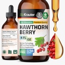 BIO KRAUTER Hawthorn Berry Extract Tincture - Natural Hawthorne Berry Addition - 100% Pure Formulė - Vegan Sugar & Alkoholis Nemokamas - 4 Fl. Oz. - 56 tiekimo diena