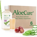 AloeCure USDA Organic Aloe Vera Sulčių Vynuogių skonio, Pagaminta per 12 Valandų nuo derliaus - Grynas Aloe Vera Digestive & Imuninė sveikatos priedas, Padeda išlaikyti Pusiau Stomach Rūgštingumas, 16.7oz x 6 Btls