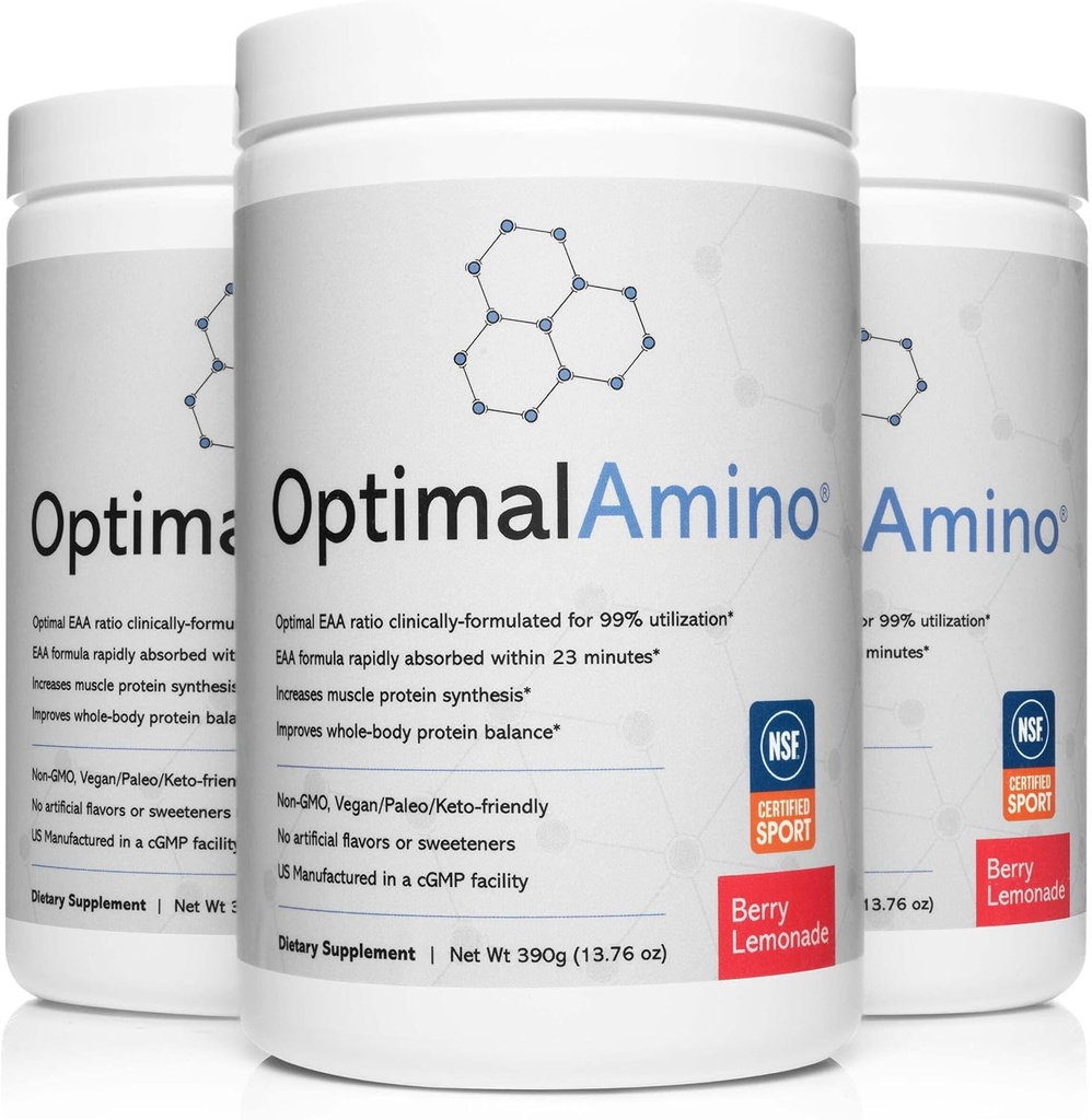 OptimalAmino ® Elite Bundle (3 Months) Best Pre / Post Workout Recovery Drink, 99% Naudojimas Eterinis amino rūgščių priedas, NSF Sertifikuotas Sport ® Sertifikuotas